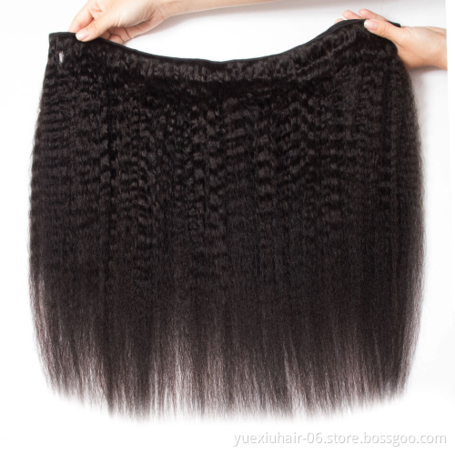 Kinky Straight Human Hair Bundles Natural Color Cuticle Aligned Indian Virgin Hair Extensions Yaki Bundle Deals Wholesale Vendor